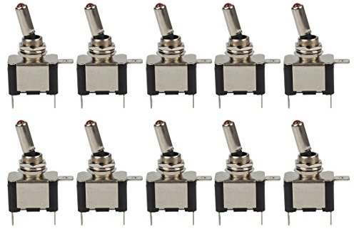 Larcele 10 Stück 12V Toggle Kippschalter mit Kontrollleuchte BDKG-01 (Rot Licht) MEHRWEG