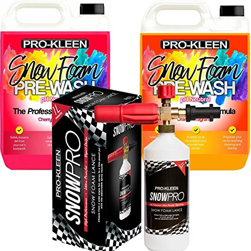 Pro-Kleen Snow Foam Pre Wash 5L Cherry 5L Orange Fragrance pH Neutral - Snow Foam Lance (for Use with Karcher K Series Pressure Washers)