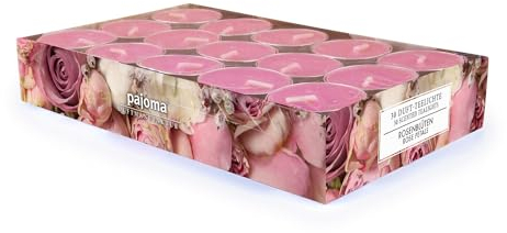 pajoma® Teelichte 30 Stück, Rosenblüte | Duft-Teelichte in Aluminiumhülle, Brenndauer ca. 4 Stunden - Höhe 1,5 cm ø 3,5 cm | Premium Qualität | Deko, Gastronomie, Outdoor, Party, Windgläser, Hochzeit