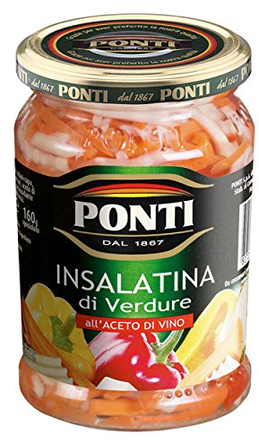 Ponti, Insalatina di Verdure all'Aceto di Vino, Fresco Mix di Verdure Croccanti, Condimento Ideale per Insalate di Verdure o come Antipasti, 100% Made in Italy, 290 gr