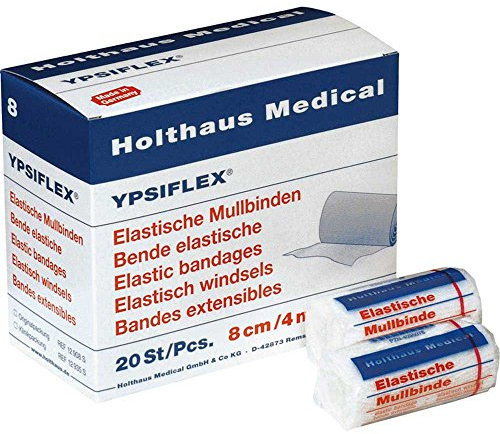 Holthaus Medical elastische Mullbinde YPSIFLEX®, Fixierbinde, Verband, Binde, gekreppt, 10cmx4m, 20St