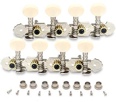 Metallor Guitar Machine Heads Tuning Pegs Keys for Mandolin Banjo and 8 String Guitars Instruments Double Hole Chrome Plating 4L 4R.