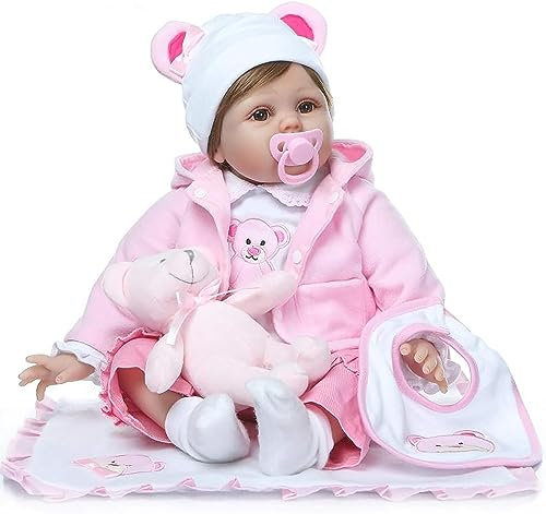 ZIYIUI Réaliste poupée Reborn Fille Fait Main Souple Silicone Vinyle Nouveau-né Jouet Looks Real 22 Pouces 55 cm Magnétique Bouche Baby Dolls Cadeau