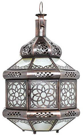 Orientalische Lampe Marokkanische Glaslampe Deckenlampe Weiß H 35 cm Vintage Stil Design Marokkanisch Arabisch Orientalisch 100% traditionelle Handarbeit …