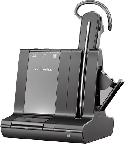Plantronics DECT-Mono-Headset 'Savi W8245' konvertibel, mit Basisstation, Überkopfbügel + Nackenbügel und Ohrhaken, SoundGuard und Batterieladefach, Schwarz