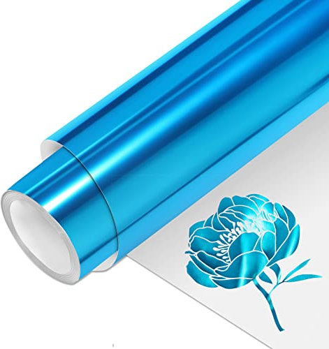 VINYL FROG HTV PU Metallic Roll Iron on Vinyl Easy to Cut & Weed Heat Transfer Vinyl DIY Heat Press Design for T-Shirts (Blue)
