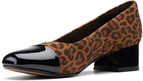 Clarks Women's Marilyn Sara Pump, Dark Tan Leopard Suede, 3 UK
