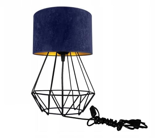 Home Deco Tischlampe Dunkelblau Lampe Leuchte aus Velours Vintage Modern E27 Designerlauchte 1-flammig N230-N1