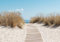 wandmotiv24 Fototapete Strandzugang Dünen Meer, XL 350 x 245 cm - 7 Teile, Wanddeko, Wandbild, Wandtapete, Strand Sand Weg Pfad M6482