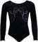 Mädchen Langarm Gymnastikanzug aus Stretch Velvet blickdichter Kinder Turnanzug mit Rundhals Samt & Hexagon-Pailletten Turnbody Gymnastiktrikot Turntrikot Farbe Schwarz, Größe 176