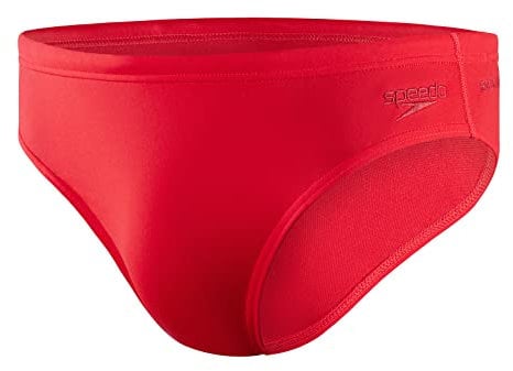 Speedo Men's Essential Eco Endurance+ 7cm Swimming Briefs| Chlorine Resistant | Recycled Fabric | Swim Fitness | Training | Holiday, Fed Red, 40