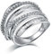 KnSam Damen Ring, Mondstein Ring Silber 925 Aushöhlen Hochzeit Ring Aus 14 Karat (585) Weißgold Für Damen Mit Diamant 14K Weiß Gold 54 (17.2)