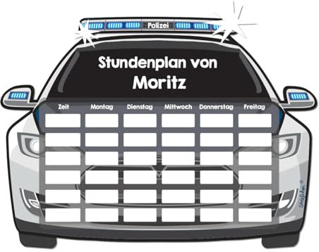 Striefchen® Magnetischer Stundenplan in Konturschnitt für Jungen und Mädchen, verschiedene Motive mit Wunschname Blau