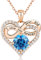 Jewlpire Infinity Heart Necklace for Women Girls with 925 Sterling Silver Chain, CZ Diamond Rose Gold Necklaces for Women, Christmas, Valentines, Birthday, Gift for Women Wife-Blue Topaz