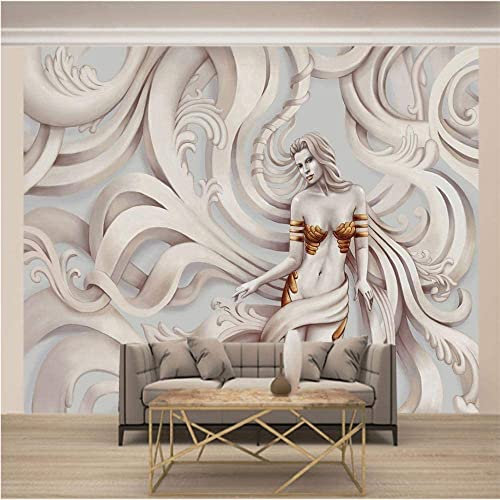 GHASOO Papier Peint Fond De Télé Nordique Femmes En Relief Papier Peint Salon Chambre 3D Décoratif Mural Film Revêtement Mural 3D Fonds D'Écran Papier Peint Pâte Salon Coller Le Mur- 140(L) x70(H) cm