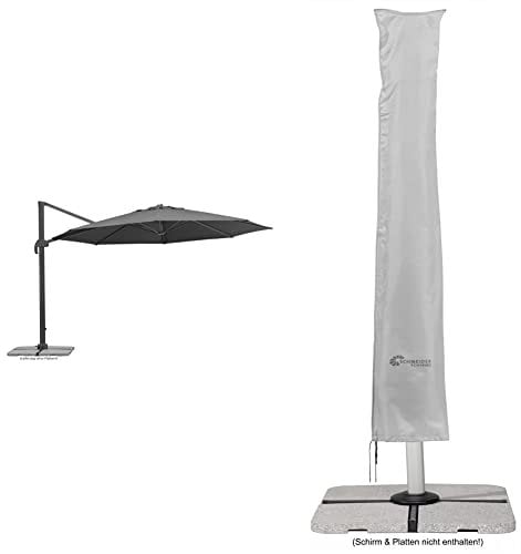 Schneider Sonnenschirm Rhodos Grande, anthrazit, 400 cm anthrazit, 789-15, 25.5 kg Schutzhülle für Ampelschirme bis 400 cm Ø und 300 x 300 cm, 813-40, silbergrau, 240 x 57 cm, 0.4 kg