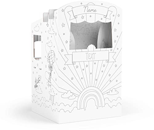 FOLDZILLA Puppentheater 0,75 x 0,70 x 1,25 m aus Pappe Theater Karton - Kasperletheater Wunschtext Regenbogentheater zum Ausmalen