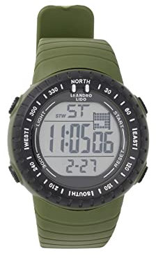 Leandro Lido Unisex Sport Uhr - Digitales 12-Bit-Display mit Stoppuhr, Alarm und Stundensignal-Funktion - Wasserdicht bis 3 ATM - Geeignet für Sport und Freizeit (Vescia - Grün)