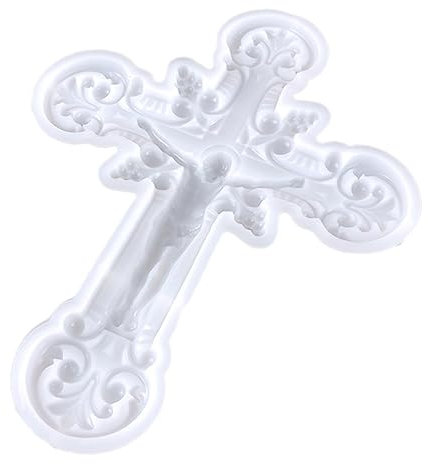 EXCEART Molde para colgar en la pared, molde de silicona para manualidades, molde de silicona de cruz para resina epoxi, molde de fundición grande, kit de moldes en forma de V, color blanco