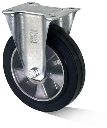 WIKO Schwerlastrollen 200 mm Transportrollen - Lenkrollen mit Bremse - Aluminium Gummirollen Set bis 400 kg - Bockrollen (Bockrolle)