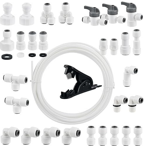 Wasserzulaufleitung Universal Anschluss-Set 10m für Side by Side Kühlschränke+30,Kühlschrankschlauch,wasserleitung kunststoff stecksystem,trinkwasserschlauch,wasseranschluss kühlschrank 1/4
