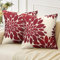 Velvhom Sofakissen Kissebezüge 45x45 cm Rot Weiss Kissenbezug Leinen Abstrakt Dahlie Blume Outdoor Kissen für Wohnzimmer Schlafzimmer Garten Sofa Couch Kissen Deko 2er Set