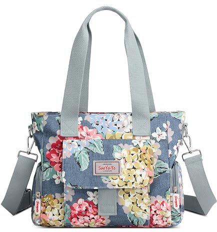 SODOLLEE Handtaschen Damen Mode Bedruckte Umhängetasche Leichtgewicht Nylon Schultertaschen Mehrere Taschen Crossbody Bag für Einkaufen Reisen Täglicher Gebrauch Blume F