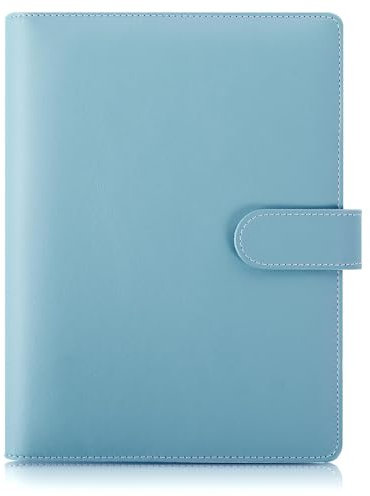 SKYDUE A5 Ringbuch Nachfüllbar, Kunstleder, 6 Ringe, Blau, Organizer für Büro, Schule, Reise (Innenpapier nicht enthalten)