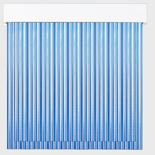 Outdoor-Vorhang aus PVC, Doppelband, Insektenschutz, Höhe 210 x 90 cm, Blau und Transparent