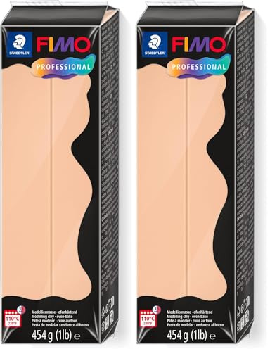 STAEDTLER 8041-435 FIMO Professional Oven-Hardening Polymer Modelling Clay - Cameo (1 x 454g Block) (Pack of 2)
