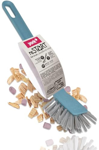 York Spülbürste Küchenbürste Geschirrbürste Aus 100% Recyceltem Kunststoff Umweltfreundlich Bürste Küche Für Hartnäckige Verschmutzungen Langer Griff Spülmaschinenfest Nylonborsten Blau