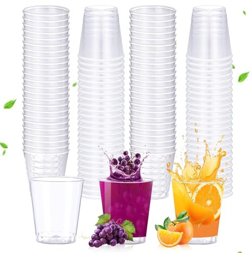 CYIOU 200 Stücke Schnapsgläser Plastik 50ml/5cl Plastikbecher Wiederverwendbar Plastik Shotgläser aus PS Material für Verkostung Partys Weihnachten Supermarkt-Probierbecher (Transparent)