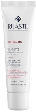 Rilastil Difesa DS, Gel Lenitivo Anti-Squame, per Viso e Cuoio Capelluto, Leggero e ad Assorbimento Immediato con Pre e Post Biotici Riequilibranti, per Pelle Sensibile a Tendenza Seborroica, 30ml