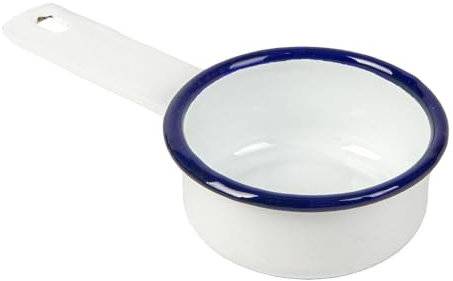 6 unités - Mini casseroles 'Enamelware' 50 ml 13,7 x 7 x 2,9 cm blanc fer émaillé