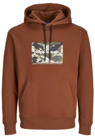 JACK & JONES Herren Kapuzenpullover Gedruckt, Brandy Brown,M