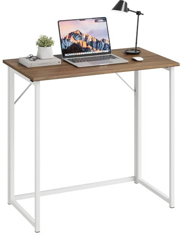 Dripex Mesa Escritorio Plegable, Compacto, Estable y Fácil de Montar, Mesa Pequeña Ordenador para Casa Oficina y Cualquier Poco Espacio, Color Nogal Oscuro, 80 x 46 x 74cm