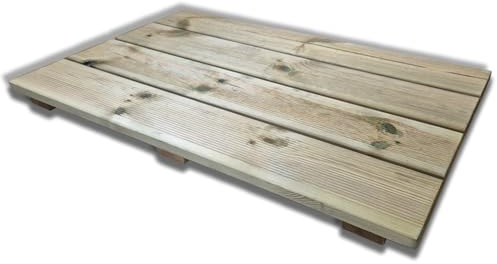 Pedana doccia antiscivolo in legno 120x60 cm, in pino impregnato, spessore 5 cm, Made in Italy