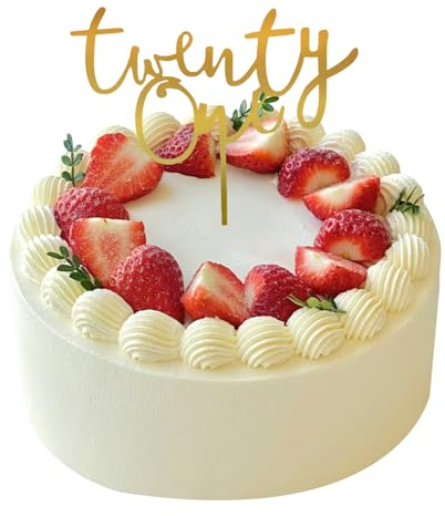 Acrylic Twenty One Cake Topper,Gold Happy 21st Birthday Cake Toppers Decorations for Him Her,21st Anniversary Party Decorations Supplies