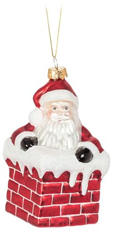 Abbott Collection Santa in Chimney Ornament, Glass (4 H)