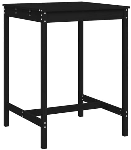 SDWEHO7 Stehtisch Bartresen Holz 110 cm Hoch Indoor Outdoor Bistrotisch Biertisch Gartentisch Bartisch Partytisch Balkontisch, Schwarz 82,5x82,5 cm Massivholz Kiefer