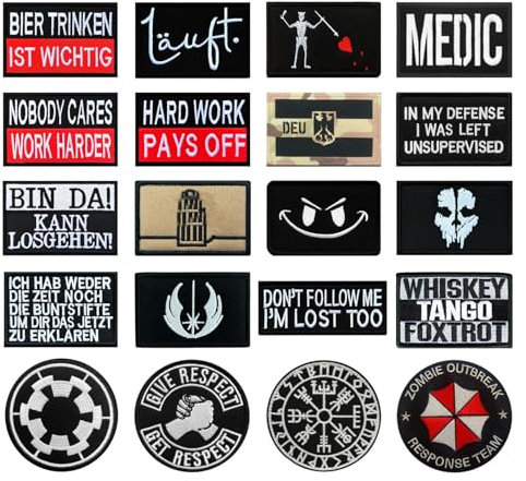 20 St.Taktisch Lustige Biker Bündel Patch Emblem Bestickter Gestickt Abzeichen für Kleidung Taschen Rucksack Uniform Weste Hundegeschirr Militär Taktisch Biker Moto Dekorationen