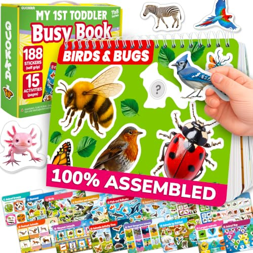 Montessori Busy Book for 2-3 Year Old - Educational Toys for for 3 4 5 | Learning Resources with 15 WildLife Interactive Pages - Preschool Activity Books - Baby Busy Board - Toddler Travel Toys