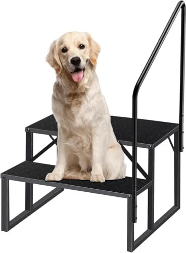 Escalera 2 Peldaños con Pasamanos, Escalera de Acero Antideslizante para Caravanas y Piscinas, Escalera Portátil para Autocaravanas con Cinco Ruedas, Escalera Doméstica de Exterior