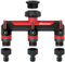 iBamso Garden Hose Splitter, 3/4 3 Way Tap Connector Hose Connect Splitter, Connects Three Devices to The Tap, Tap Splitter with Independent Flow Valve for Each Outlet for Home Garden Outdoor - Red