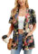 PrinStory Cardigan da donna leggero a maniche corte cardigan estivo da donna con tasca causale aperto frontale scollo a V capispalla, Un Rose Nere, L