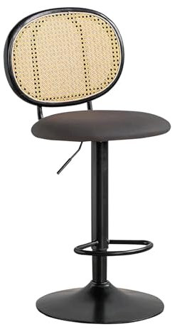 GddOGUK Barstühle in Thekenhöhe mit Metallbeinen, 60–80 cm höhenverstellbarer Barhocker, Moderne drehbare Barstühle aus Rattan mit Fußstütze