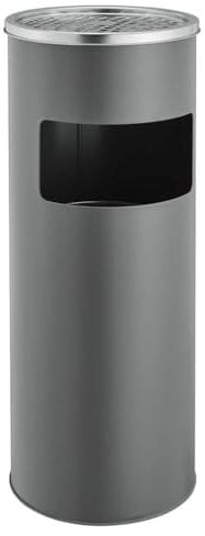 EVRE Stainless Steel Standing Grey Ashtray Cigarette Bin Outdoor Indoor Rubbish Bin with Inner Bucket 17L (Grey)