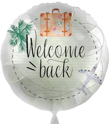 Ballon 'Welcome Back' Folienballon Willkommen Rückkehr Party herzliche Begrüßung Heimkehr Reise Urlaub Ballon Made in Germany -ungefüllt, Helium geeignet