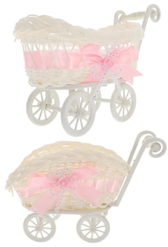 Toddmomy 2pcs Baby Doll Stroller Baby Pram Hamper Basket Baby Carriage Centerpiece Decorative Stroller for Baby Shower