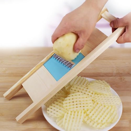 Stainless Steel Crinkle Cutter - Wavy Blade Chips Potato Chipper for Potatoes, Fruit, Vegetable, Carrot Salad - Handheld Chopper